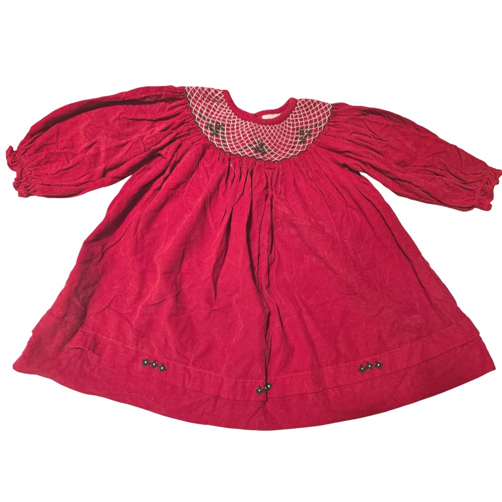 Zuccini Red Corduroy Smocked Collar Dress Baby‎ Girls 12 Months Holiday